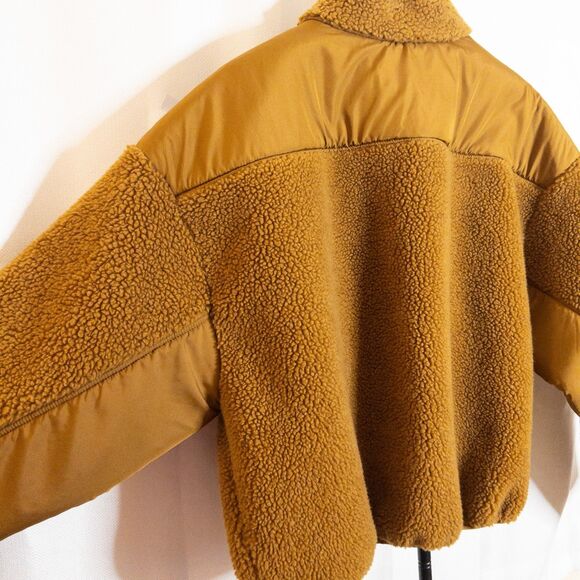 Madewell Faux Shearling Half-Zip Pullover XL • Mustard/Camel Teddy Fleece Zip-Up - Picture 15 of 15